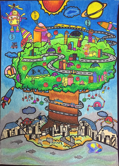 《外太空巨樹(shù)之城》金水區(qū)工人第一新村小學(xué) 作者：李穎 輔導(dǎo)教師：侯倩倩