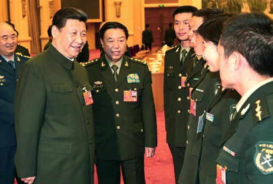 中共中央總書(shū)記、中共中央軍委主席習(xí)近平出席十二屆全國(guó)人大一次會(huì)議解放軍代表團(tuán)全體會(huì)議并發(fā)表重要講話。