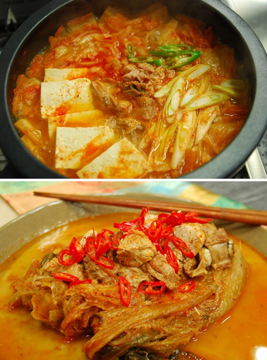 　　上圖為金槍魚(yú)泡菜湯,下圖為泡菜雜燴湯。