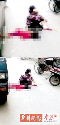 　媽媽哭著坐在旁邊打電話，孩子的爸爸還在三門峽打工。