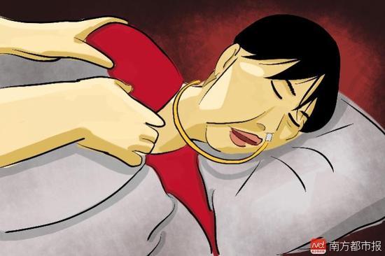 妻子張津華再?zèng)]能醒來，這個(gè)正處盛年、愛美又能干的女人變?yōu)榱酥参锶耍诖采弦惶删拍?，容顏已枯朽。（畫作者：羅逸爵）