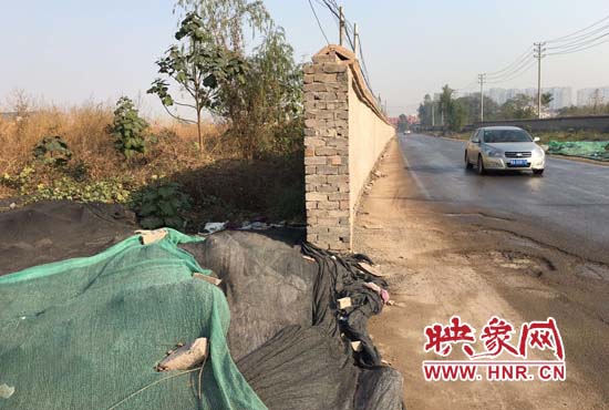 一墻之隔，一邊是道路，一邊是垃圾和荒草，市民質(zhì)疑其為遮羞墻。