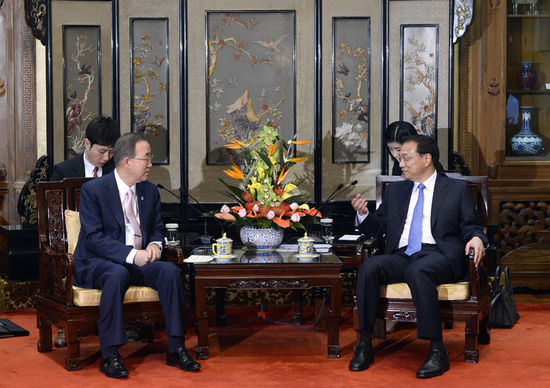 國務(wù)院李克強(qiáng)會(huì)見聯(lián)合國秘書長潘基文
