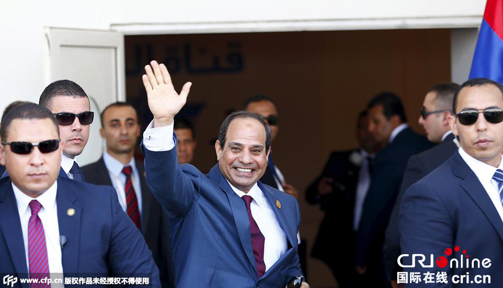 埃及為新蘇伊士運(yùn)河的開通舉行盛大的慶祝儀式，埃及總統(tǒng)塞西出席。